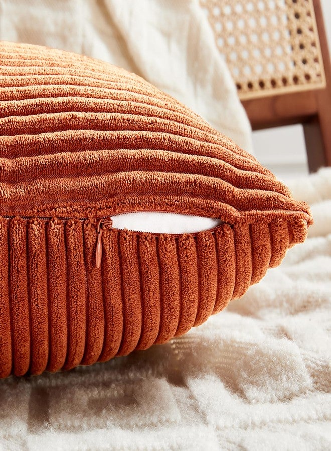 Fancy Homi Set of 2 Burnt Orange Long Lumbar Decorative Throw Pillow Covers 12x24 Inch for Living Room Couch Bed, Boho Farmhouse Fall Home Decor, Soft Corduroy Corss Textured Cushion Case 30x60 cm - Image 4